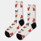 Chaussette Chats de Noël blancs (Gauche)