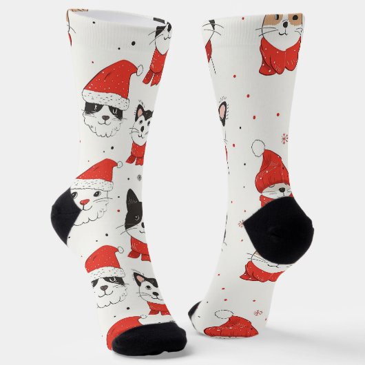 Chaussette Chats de Noël blancs (Angulaire)