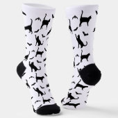 Chaussette Chats Et Chats Noirs Et Bats Motifs Halloween (Angulaire)