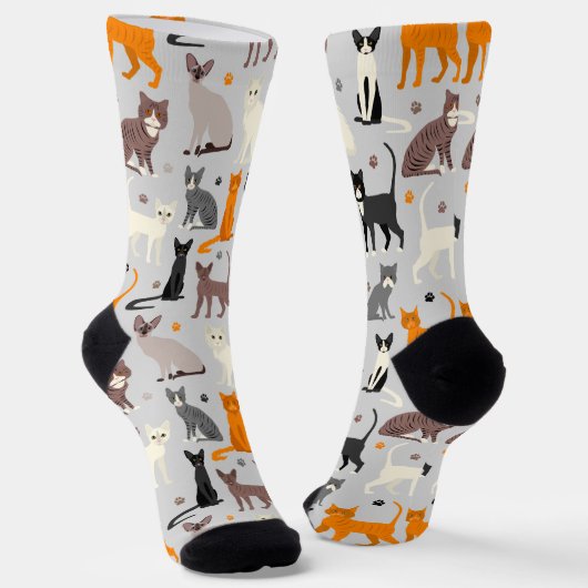 Chaussette Chats et chaussettes Empreintes de pattes (Angulaire)