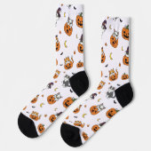 Chaussette Chats mignons et Chaussettes d'Halloween Citrouill (Gauche)
