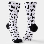 Chaussette Chats noirs et Motif Empreinte de patte (Angulaire)