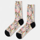 Chaussette Chats pastel motif coloré (Gauche)