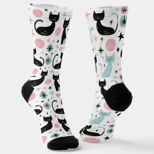 Chaussette Chats Rétro Pastel (Angulaire)