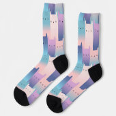Chaussette Chats roses violets sans couture (Gauche)