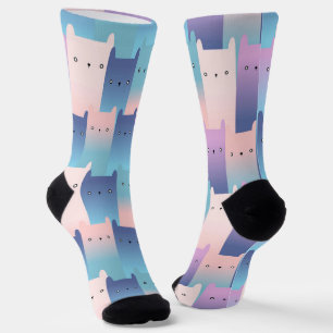 Chaussette Chats roses violets sans couture