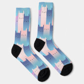 Chaussette Chats roses violets sans couture (Droite)