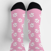 Chaussette Chatte blanc empreintes de pattes rose chaussettes (Haut)