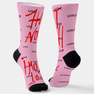 Chaussette CHAUD MAINTENANT ROSE avec AMOUR