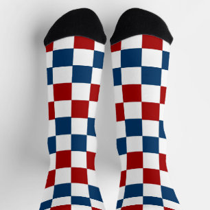 Chaussette Chaussettes À damiers bleues, blanches et rouges