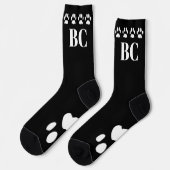 Chaussette Chaussettes à empreinte de patte noir et blanc ave (Gauche)