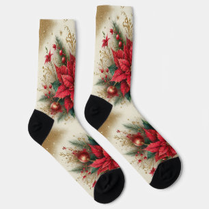 Chaussette Chaussettes à équipage floral pailleté au poinsett