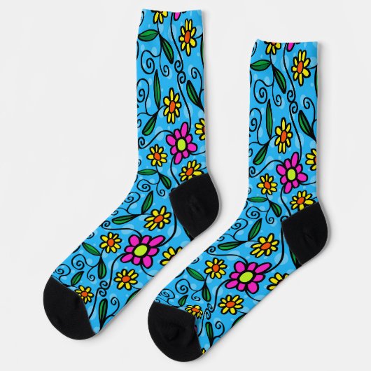 Chaussette chaussettes à fleurs gribouillées (Gauche)