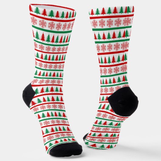 Chaussette Chaussettes à impression d'arbres de Noël et de fl (Angulaire)