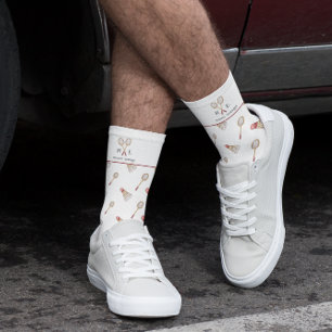 Chaussette Chaussettes à monogramme   motif badminton aquarel