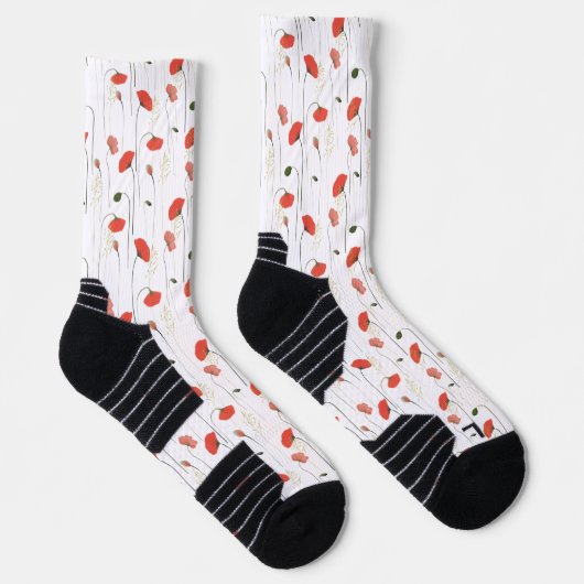 Chaussette Chaussettes à motif botanique de fleur de pavot ro (Droite)