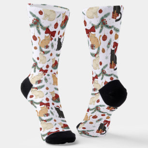 Chaussette Chaussettes à motif chats mignons et décorations d