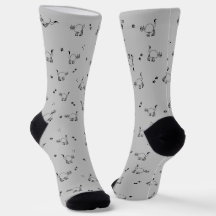 Chaussettes à motif de chat au fusain clair en des