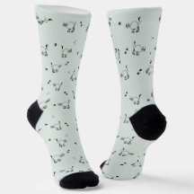 Chaussettes à motif de chat en gris vert sauge et
