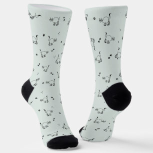 Chaussette Chaussettes à motif de chat en gris vert sauge et