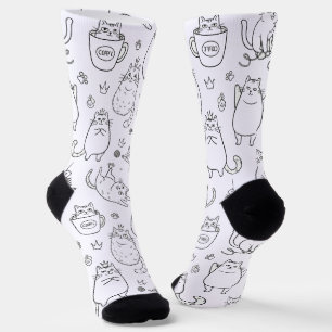 Chaussette Chaussettes à motif de chat noir et blanc drôle
