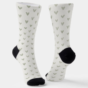 Chaussette Chaussettes à motif de cœur vert sauge