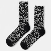 Chaussette Chaussettes à motif de coeurs noir et blanc (Gauche)