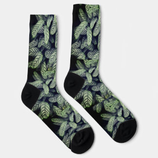 Chaussette Chaussettes à motif de feuilles noir et blanc