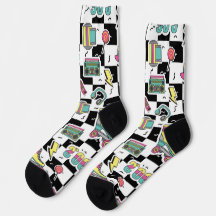 Chaussettes à motif de patin à roulettes rétro des