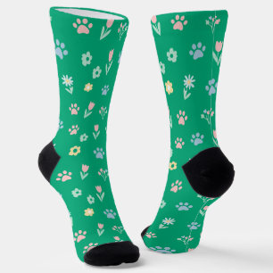 Chaussette Chaussettes à motif d'empreinte de patte et de fle
