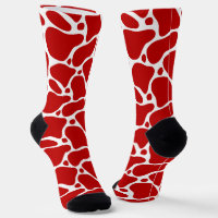 Chaussettes à motif girafe abstrait rouge et blanc