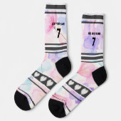 Chaussette Chaussettes à numéro de nom - Fleur rose (Gauche)