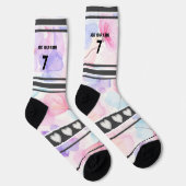 Chaussette Chaussettes à numéro de nom - Fleur rose (Droite)
