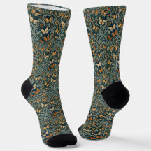Chaussettes à papillons inspirées William Morris