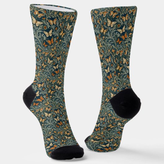 Chaussette Chaussettes à papillons inspirées William Morris (Angulaire)