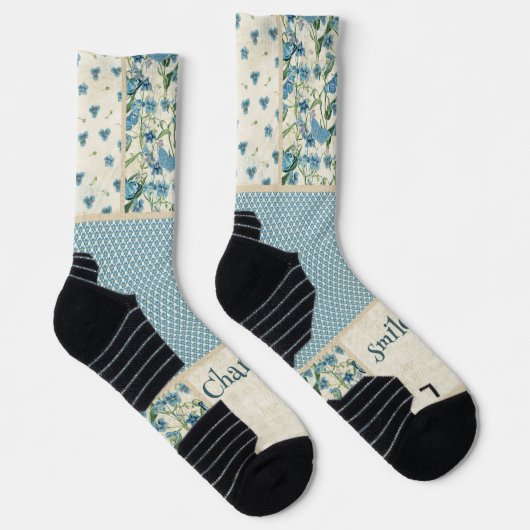 Chaussette Chaussettes à patchwork bleues (Droite)
