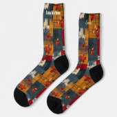 Chaussette Chaussettes à patchwork floral rustique – Rouge &  (Gauche)