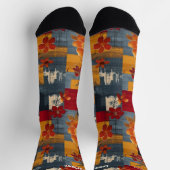 Chaussette Chaussettes à patchwork floral rustique – Rouge &  (Haut)
