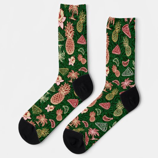 Chaussette Chaussettes à pizza tropicale de style hawaïen (Gauche)