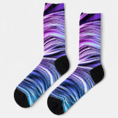 Chaussette Chaussettes à rayures noires, blanches et violette (Gauche)