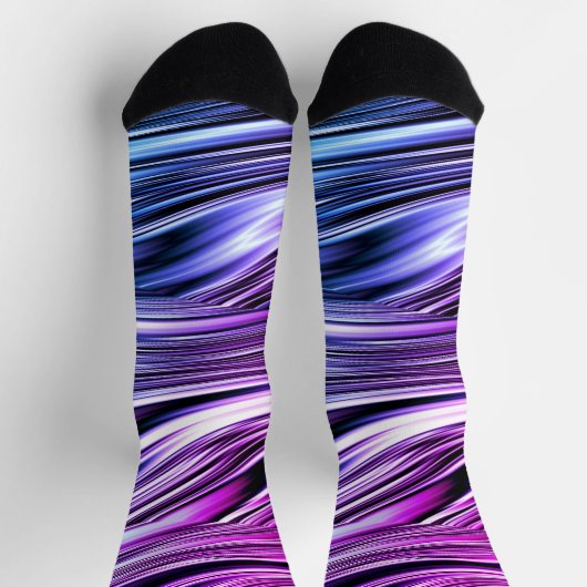 Chaussette Chaussettes à rayures noires, blanches et violette (Haut)