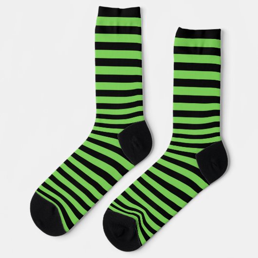 Chaussette Chaussettes à rayures noires et vertes classiques (Gauche)