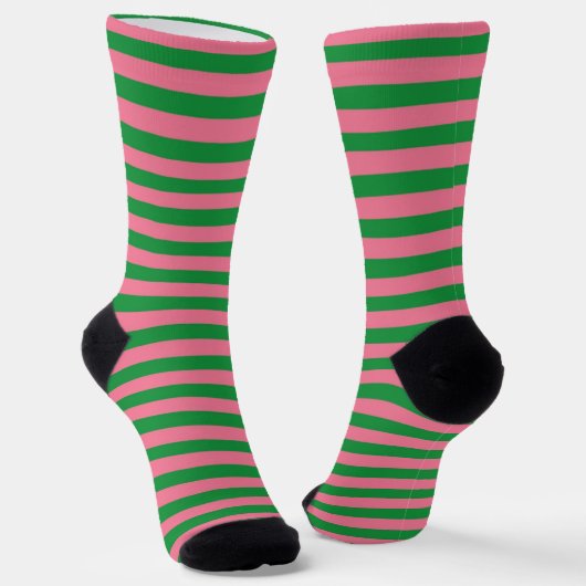 Chaussette Chaussettes à rayures rose et vert pastèque (Angulaire)
