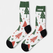 Chaussette Chaussettes Abstraites d'arbre de Noël avec nom (Gauche)
