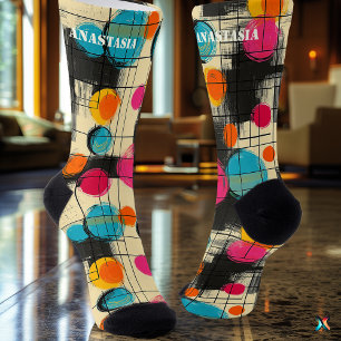 Chaussette Chaussettes Abstraites Ludiques avec Motif Circula