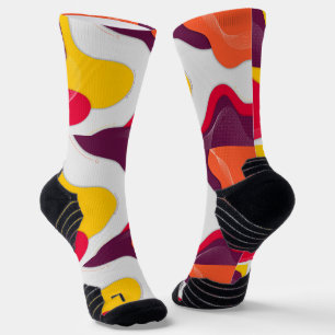 Chaussette Chaussettes abstraites rétro audacieuses à vagues