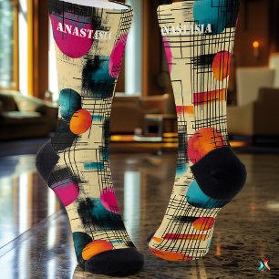 Chaussette Chaussettes Abstraites rétro avec design circulair