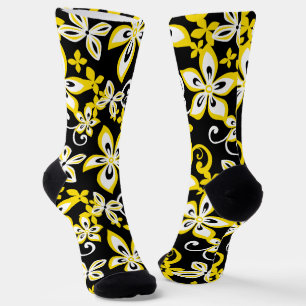 CHAUSSETTE CHAUSSETTES ALOHA HAWAII (NOIR/JAUNE)