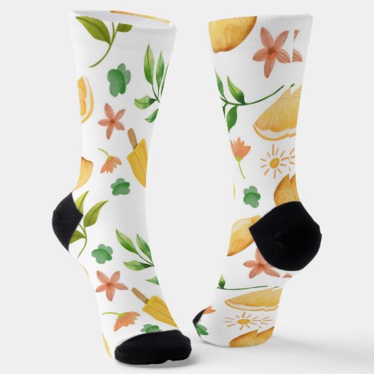 Chaussette Chaussettes aquarelles citrons et glaces – Été amu (Angulaire)