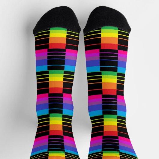 Chaussette Chaussettes Arc-En-Ciel Avec Style Plaid Noir (Haut)